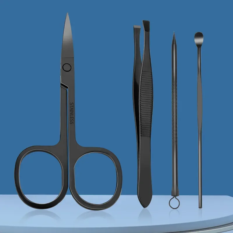 16 Pcs Black Stainless Steel Nail Clipper Cutter Trimmer Grooming Kit Manicure Set Pedicure Toe Nail Art Tools Set Kits