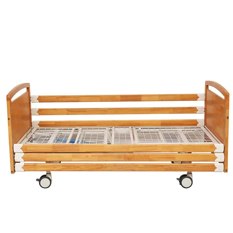 New home nursing bed solid wood headboard large guardrail multi-functional home bed high-end nursing home hospital bed