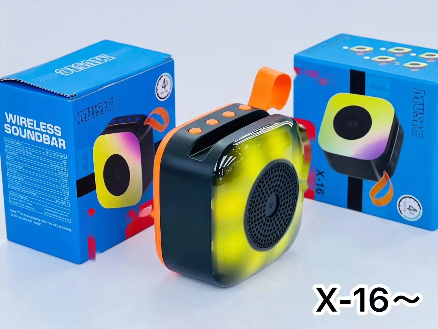 2024 New design Wireless Portable Mini  LED Light Woofer Square Active Music Portable Speaker