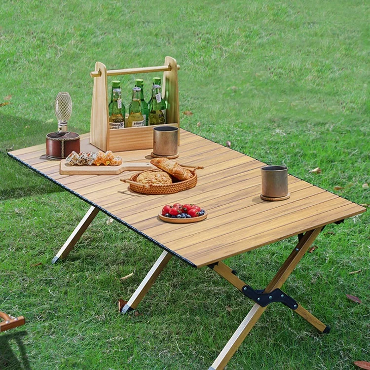 Outdoor Aluminium Chicken Rolls Table 60*60*45Cm Korean Style Camping Cooking Table