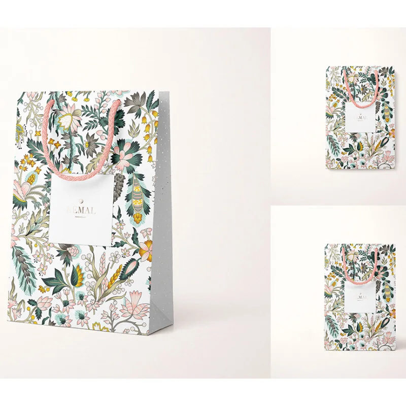 ECO friendly Wholesale custom logo flowers shoe clothing kraft paper bag with own logo