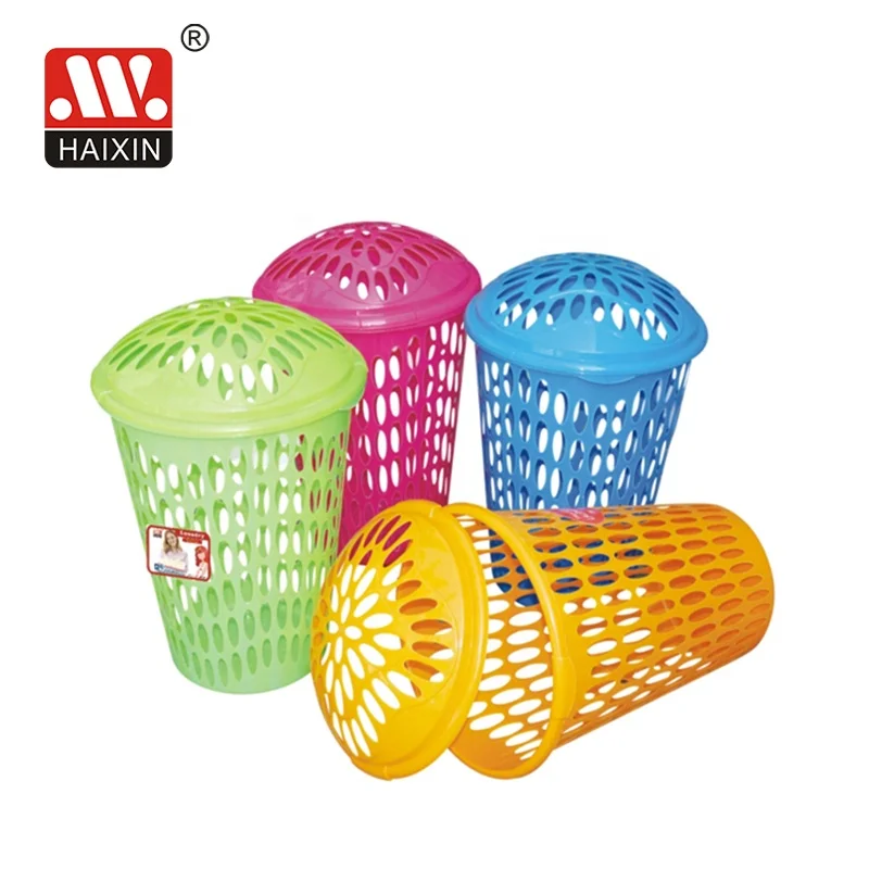 large size 55L washing basket laundry  plastic clothes storage organizer laundry basket with lid