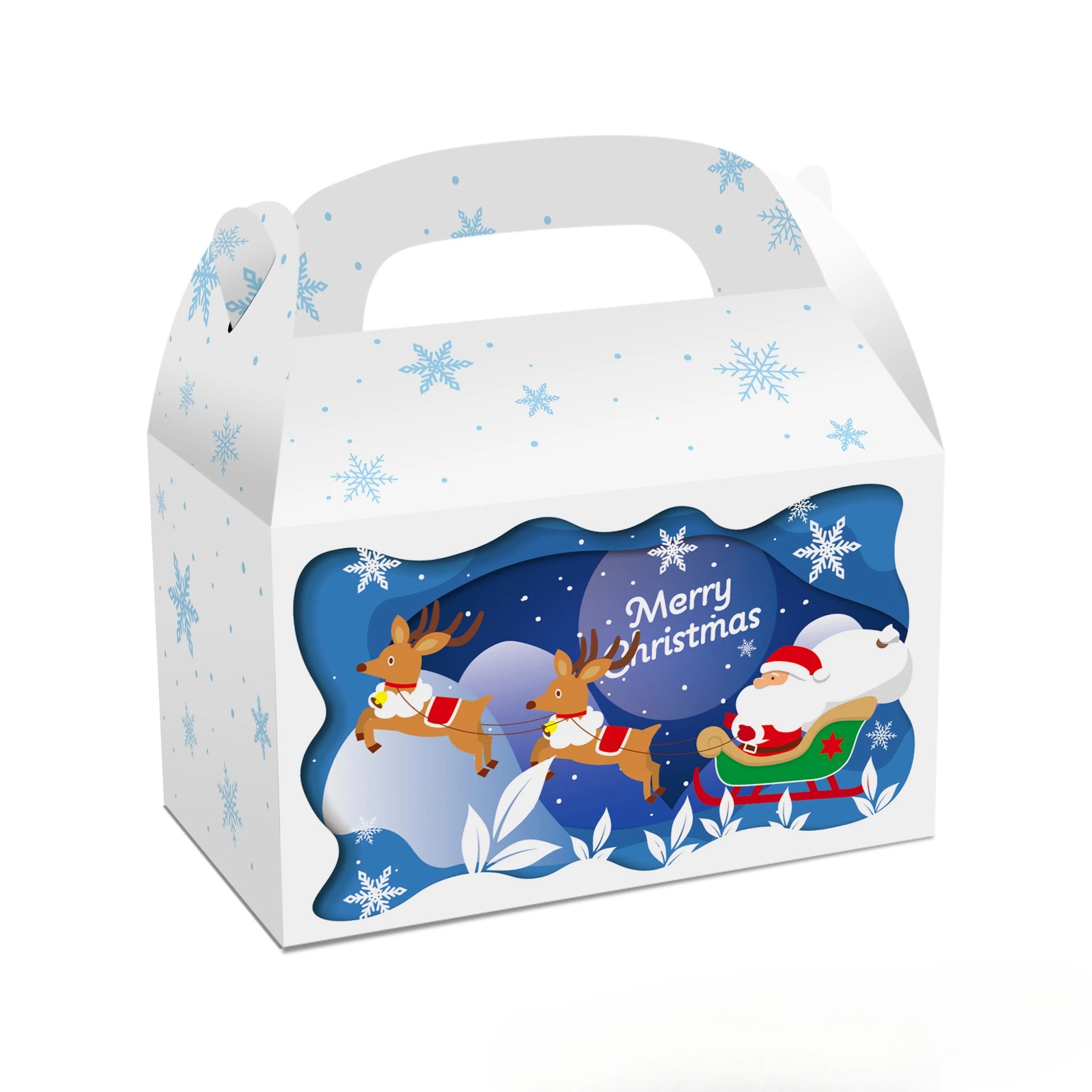 12Pcs/Pack Christmas Favor Candy Box Square Santa Claus Gift Party Chocolate Biscuit Packaging Happy News