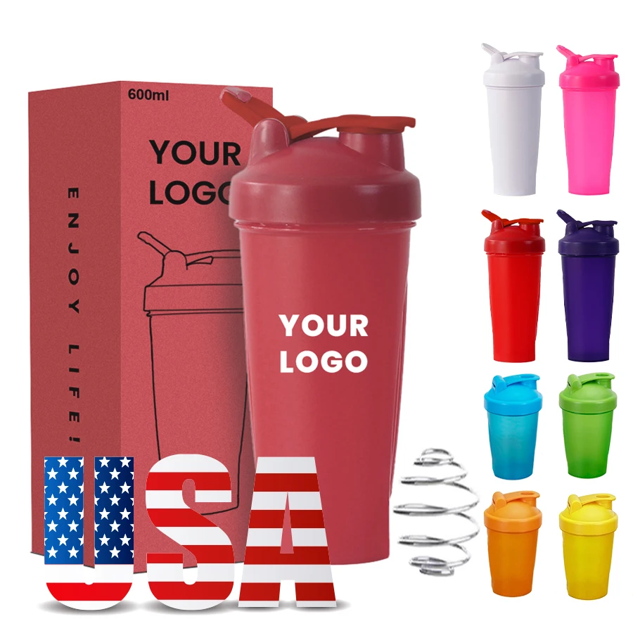 Custom Logo 400ml 600ml Fitness Plastic Black Gym Blender Shaker Cup Protein Shaker Bottle for Sports Water