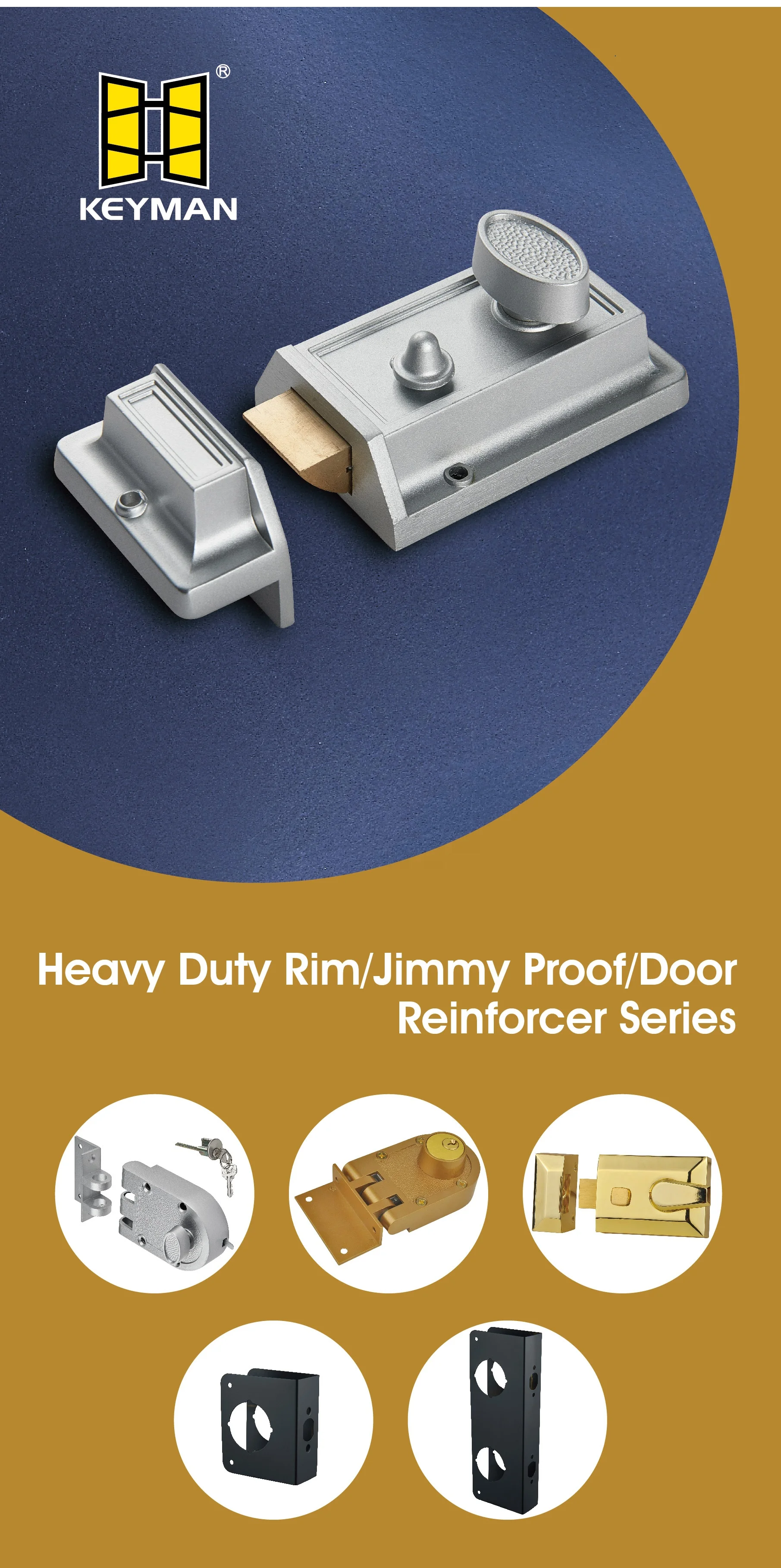 Ночная защелка KEYMAN Tiger Rim, замок Jimmy Proof с 6 отверстиями и плоской защелкой