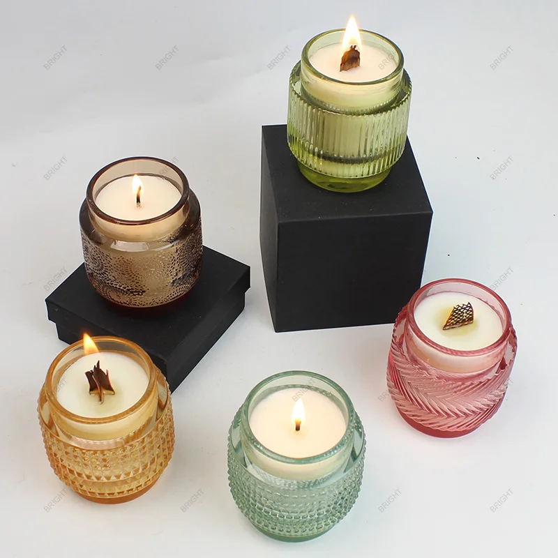 Wholesale Unique Factory Luxury Empty Candle Making Black White Custom Boxes Packaging Lid Scented Soy Wax Glass Candle Jar