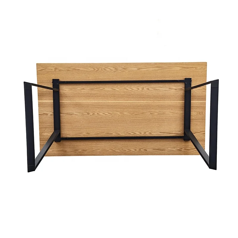 Classic Metal Frame Restaurant Dining Table With Mdf Top Wooden Dining Table