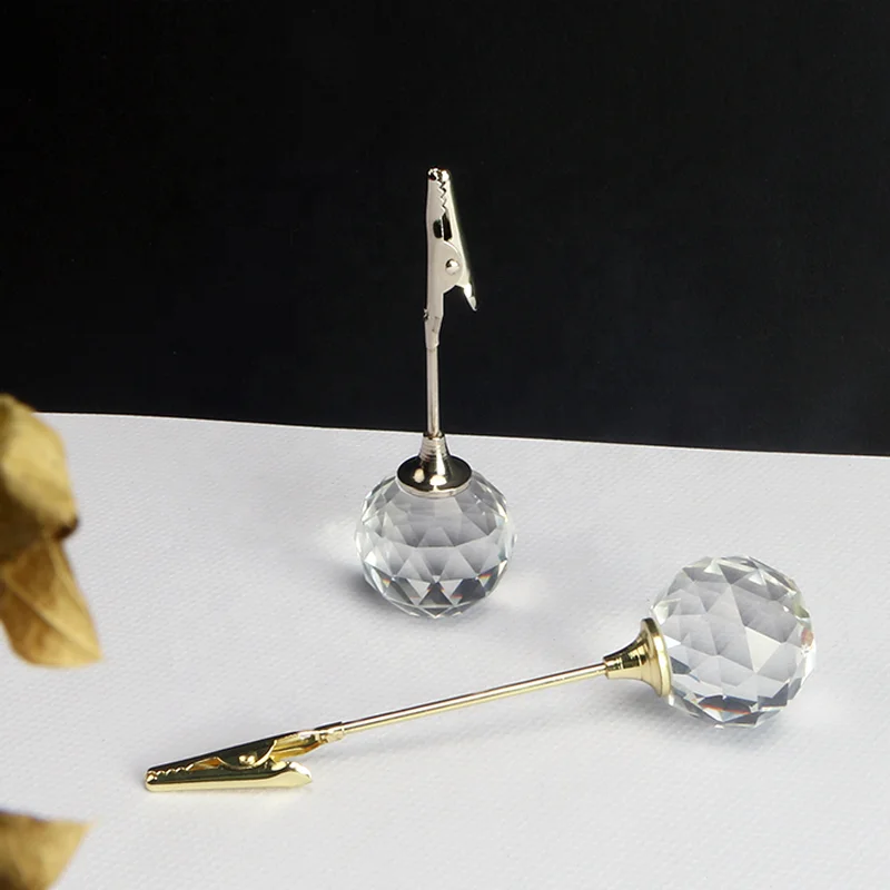 YS1223 New Arrival Transparent Crystal Metal Place Postcard Label Menu Holder Office Name Note Photo Memo Clips