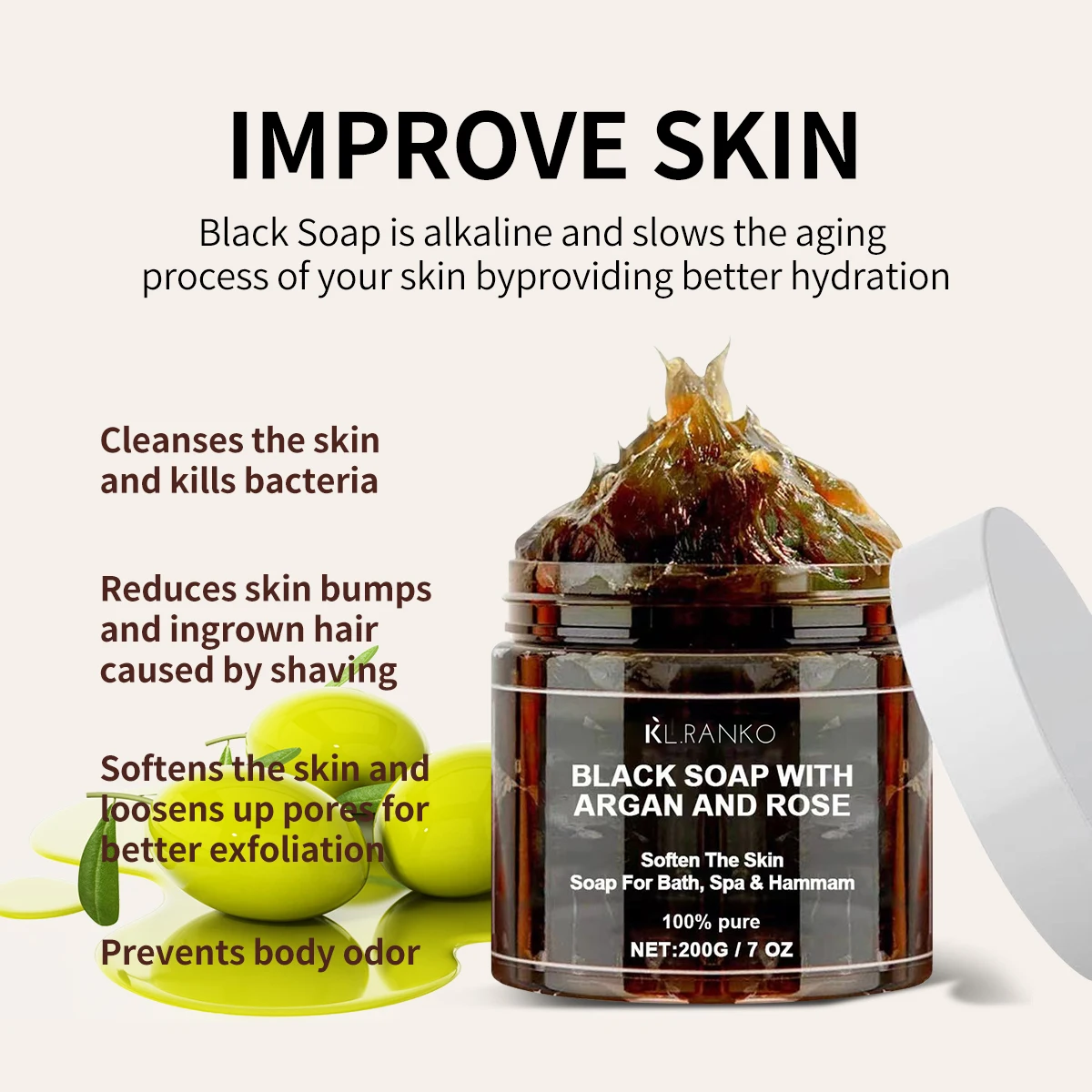 Wholesale African Black Soap With Organic Morocco Argan And Rose Body Scrub Purifying Cleansing Exfoliating OEM Custom Logo