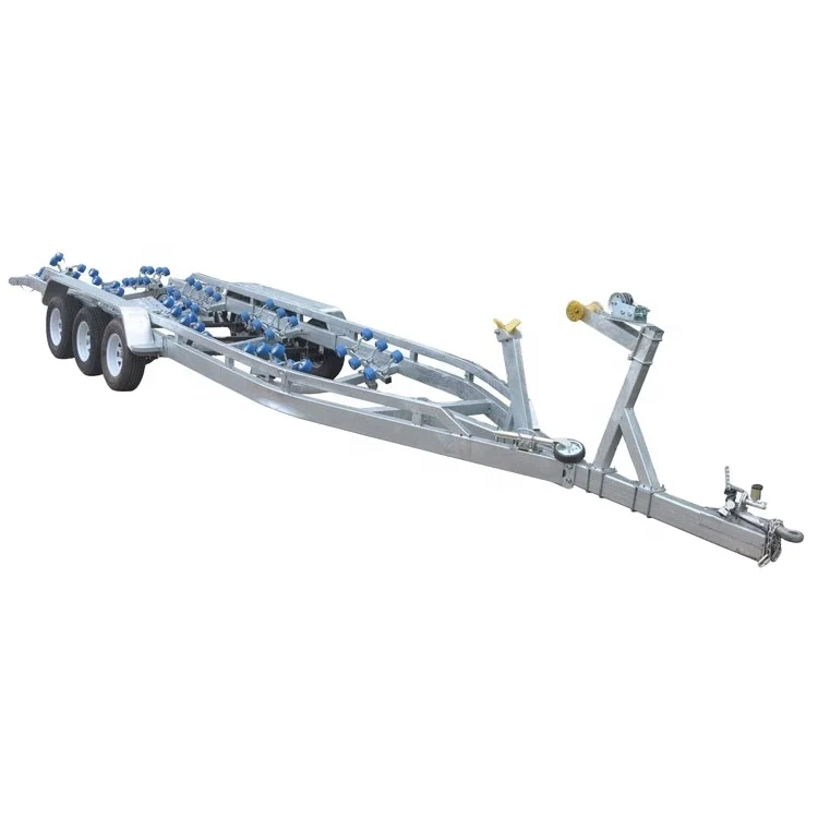 Rubber roller double axle galvanized steel boat trailer for heavy boat