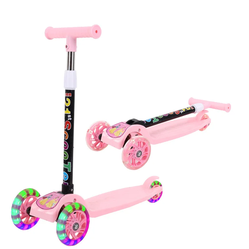 Children Scooter 3 Wheel Scooter with Flash Wheels Kick for 2-12 Year Kids Adjustable Height Foldable Children Scooter