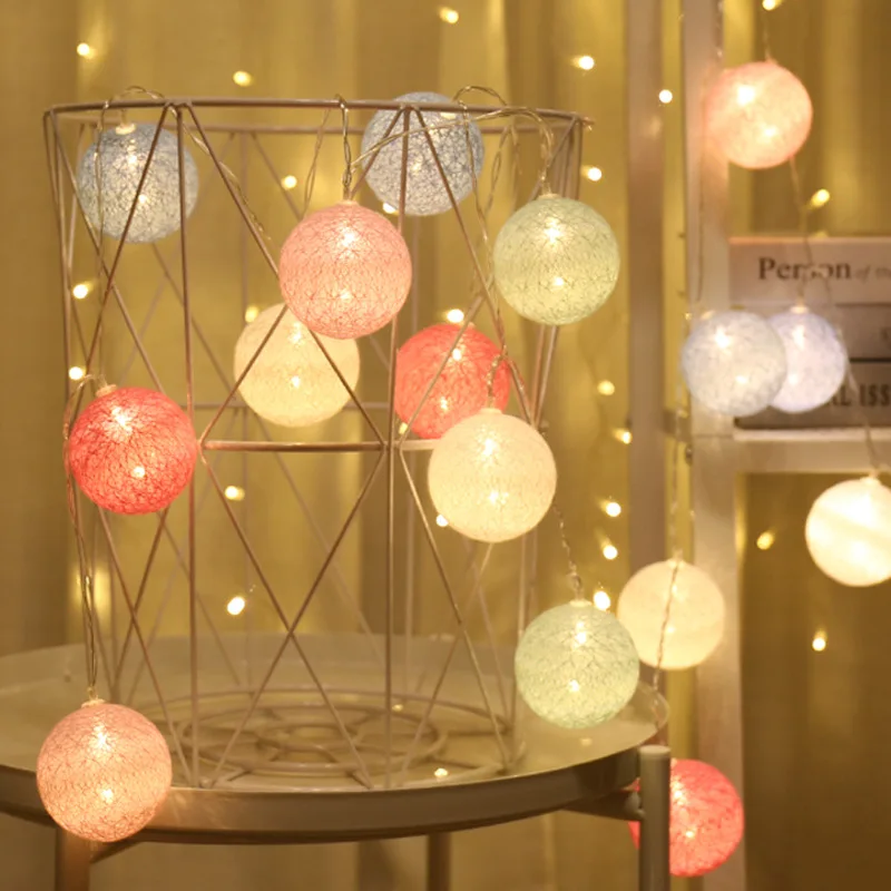 LED colored lights cotton string ball star lights string battery USB