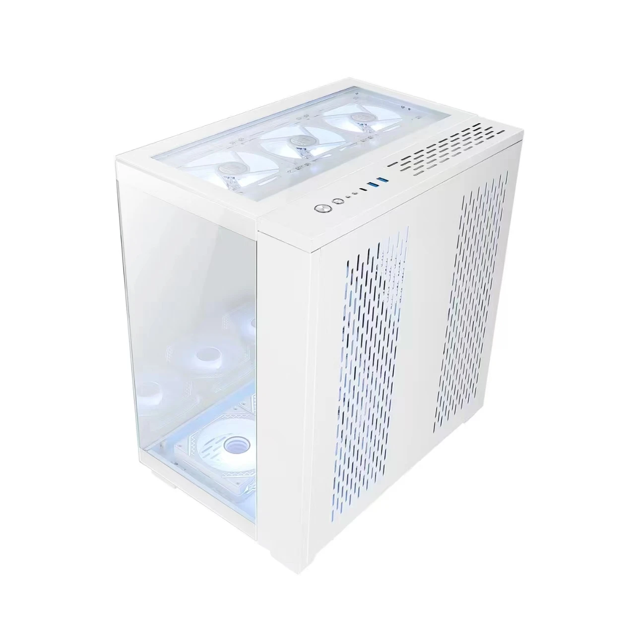 Micro ATX Desktop PC Case 3 x 120mm Fans Pre-Installed Tempered Glass Side Panel mATX E-ATX Gaming Computer Chassis