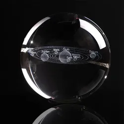 60mm Cheap Decorative Award Good Design Hot Sell 3D Laser Engrave Solar System Galaxy universe Crystal glass Ball With Base