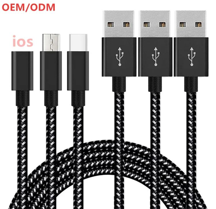 Oem Logo Braided 1m 2m 3m 3ft 6ft 10ft Charger Fast Charging Usb Data Cable For Iphone Cable