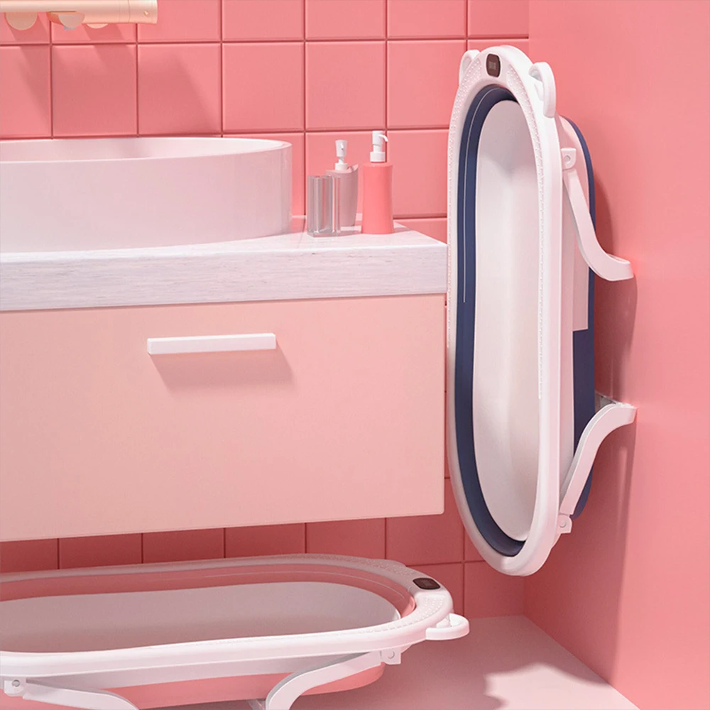 
Convenient Foldable Baby Bathtub, 2020 Hot Selling Plastic Portable Deep Baby Bathtub Washing Tub With Thermometer 