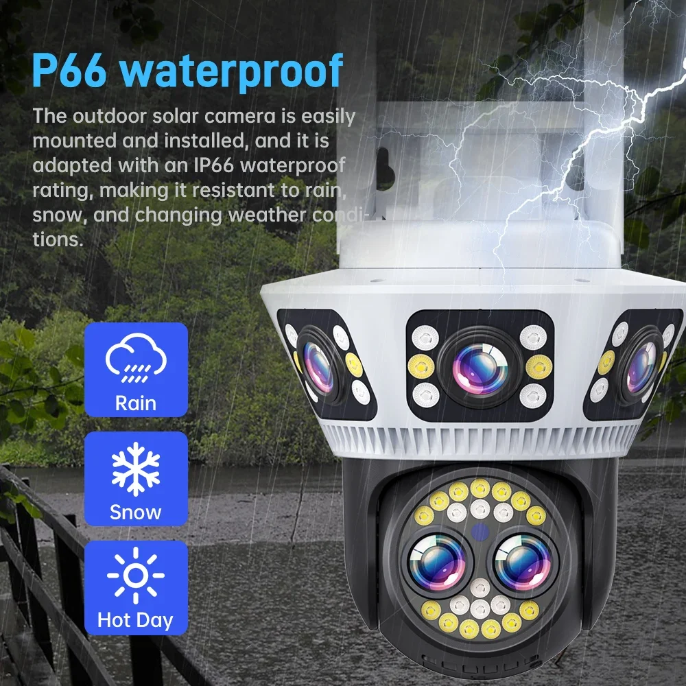 PTZ Security WiFi Camera Triple 3 Lens Surveillance IP Camera 10x Optical Zoom Waterproof Outdoor Home Wireless CCTV Wifi Camera