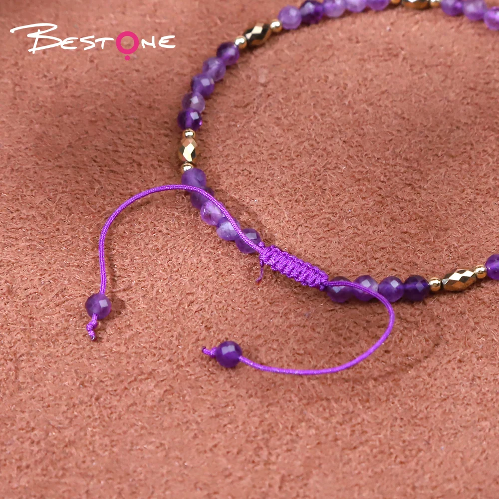 Bestone Personalized Packaging Private Label Brand Promotion Classic Agate Amethyst Faceted Bead Bracelet