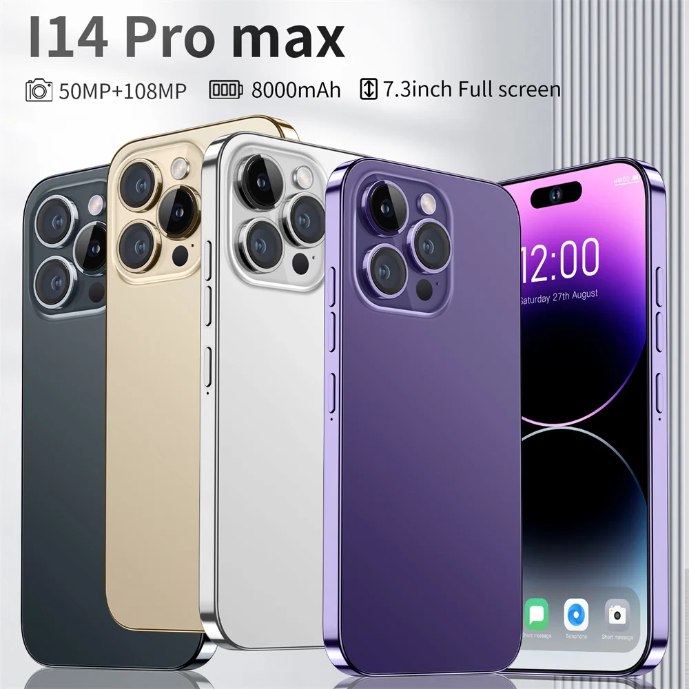 i14 pro max  Factory original mobile phone 16GB+1TB  Android 13.0  5G smartphone Dual card Unlocked Durable battery