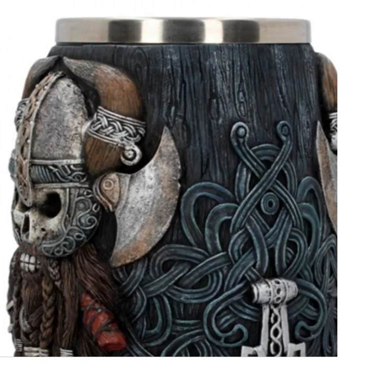 Middle Ages Viking Pirate Coffee Mugs Stainless Steel 3D Resin Cups and Mugs Copo Tankard Beer Wine Big Capacity Cup Caneca
