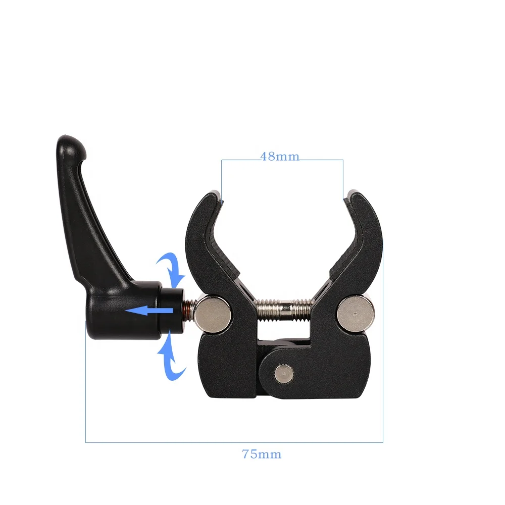 Kaliou small crab clamp with black aluminium alloy UNC 1/4 and 3/8 screw hole for magic arm photo studio accessories