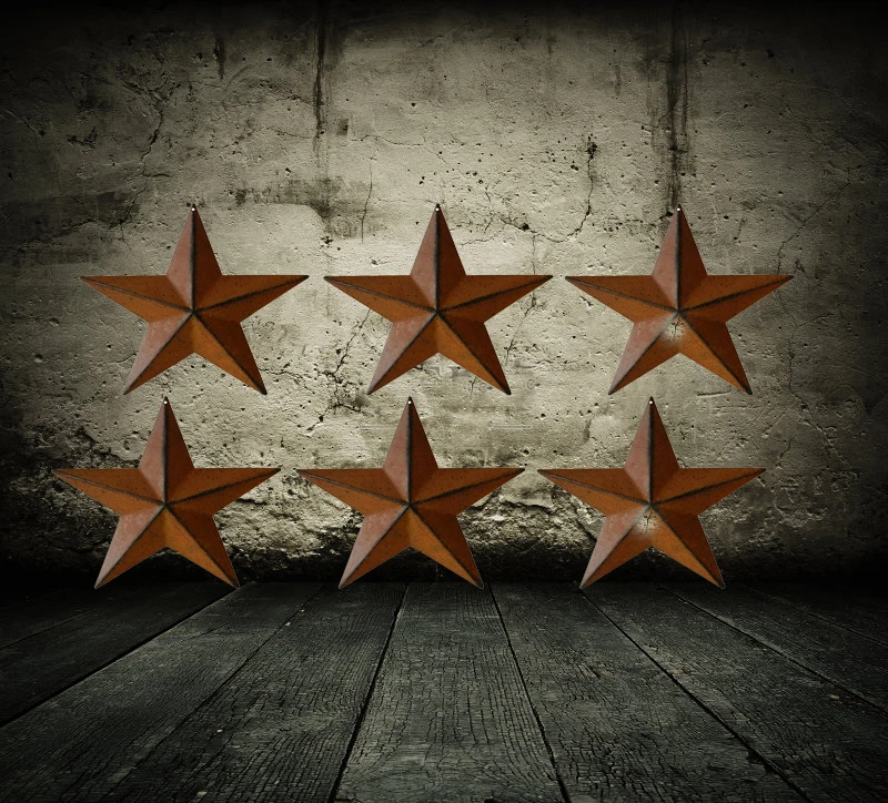 
Country Rustic Antique Wall Decoration Vintage Gifts 4 Inch Set of 6 Rusty/Black Metal Barn Star 