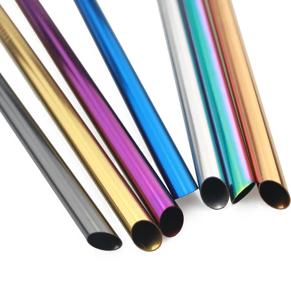 Metal Pearl Milkshake Bubble tea straw Recycle Shape top 12mm drinking straws 304 Stainless Steel brush