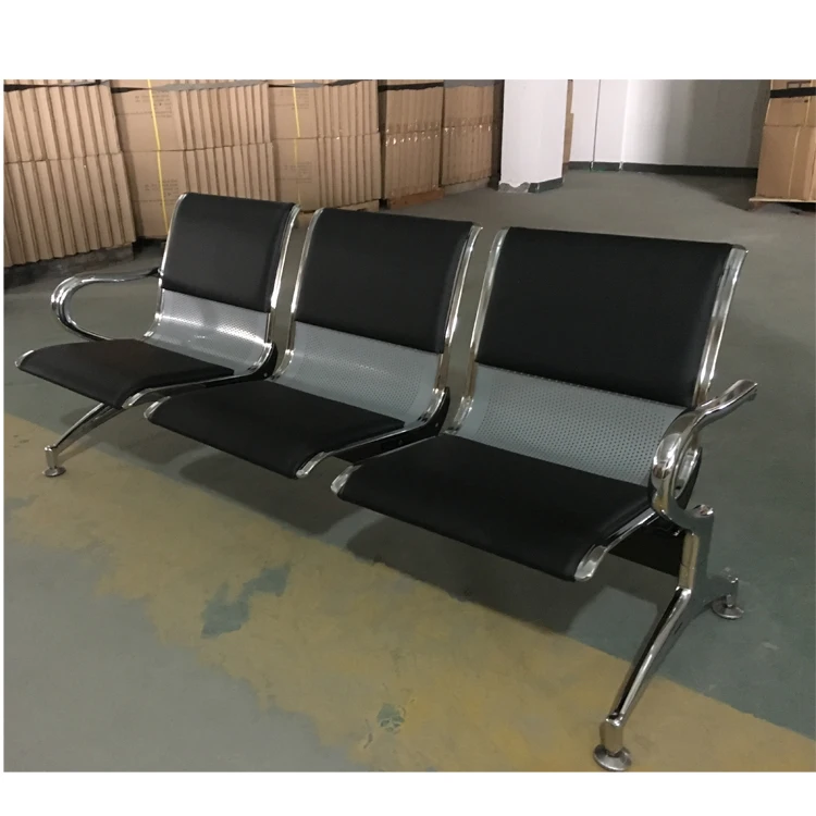 plating metal iron public area four seater waiting chairs