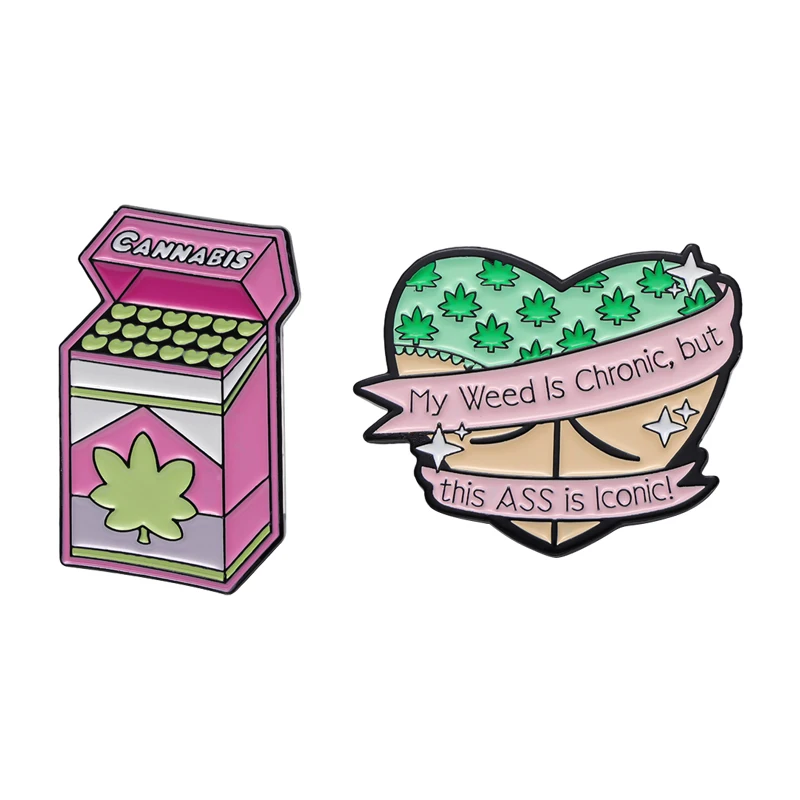 Funny Pink Butt Enamel Pins Custom Tobacco Brooches Iconic Lapel Badges for Friends Heart-shaped Jewelry for Backpacks