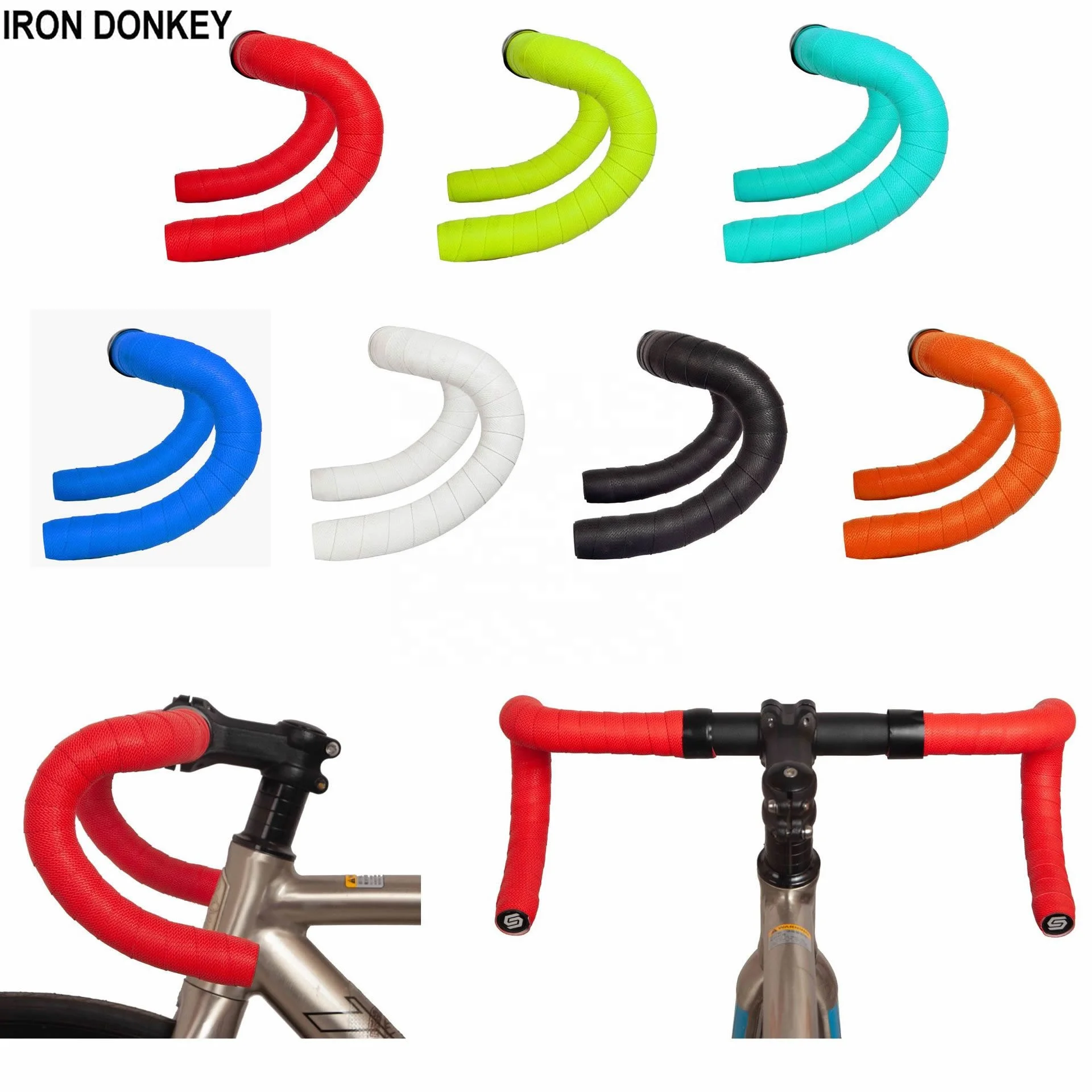IRONDONKEY Customized Logo Anti-Slip Shock-Absorbing Leather Carbon Fiber Pattern Bicycle Handle Strap for BMX & Road Car Use