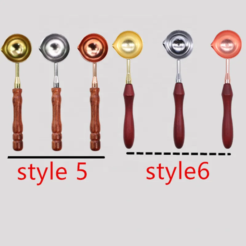 wooden handle sealing wax melting spoon for wax seal beads