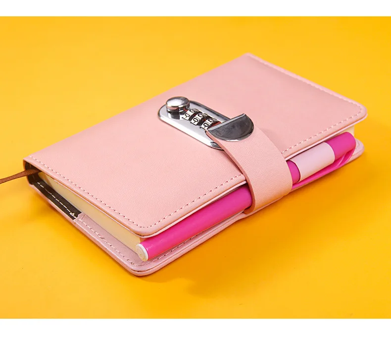 A5/A6 Macaron Leather Journal Notebook with Combination Lock, Travel Sailor Writing Diary Personal Planner