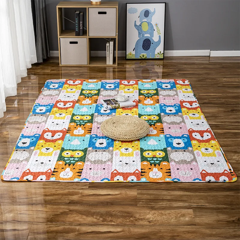 Cotton skin-friendly comfortable cartoon carpet floor mat baby children crawling mat folding machine washable