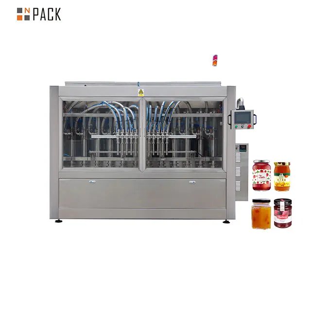 Npack 10 Nozzle High Speed Servo Motor Driven Piston Automatic 100ml-1l  Fruit Jam Jars Filling Machine with Aseptic Filling
