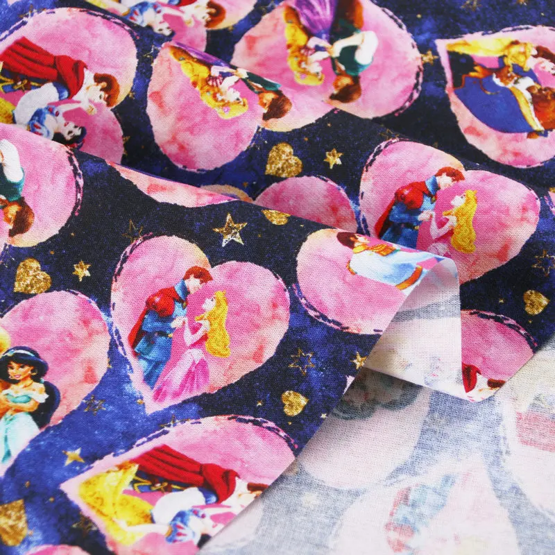 Colorful Princess heart print On Roll Bedding Use Textiles 100% Cotton Fabric