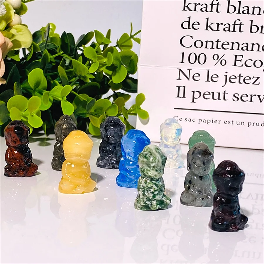 Mixed Materials Crystal Healing Mini Buddha Opal & Blue Opal Figurine For Home Feng Shui Decoration