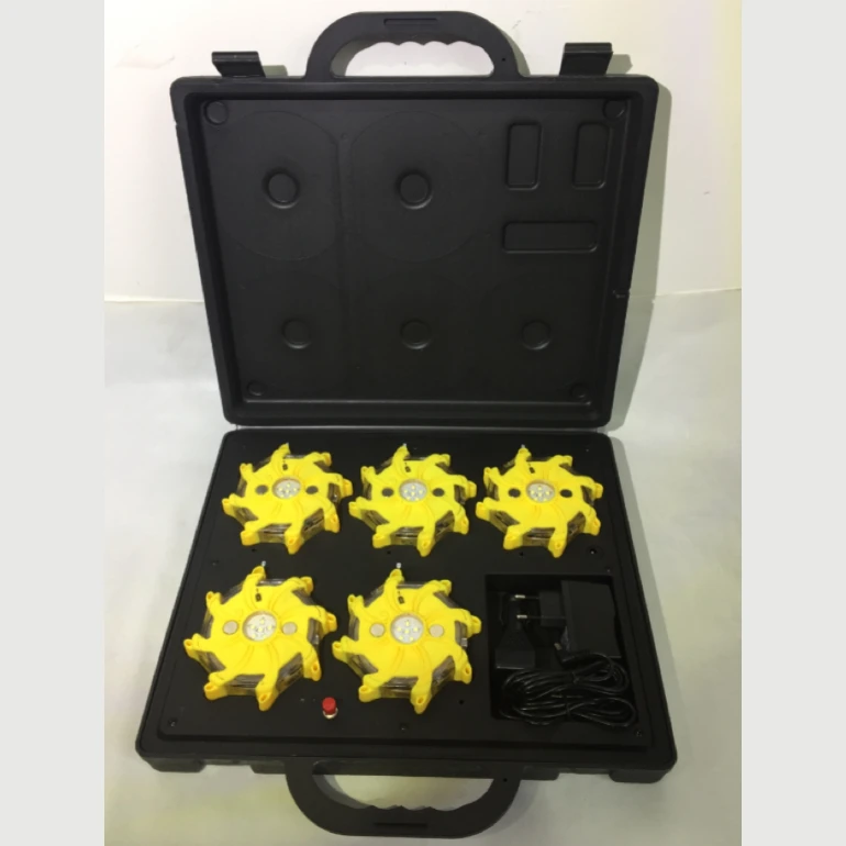 16+6pcs LED Warning Strobe Light With 9 Mode Rechargeable Emergency Warning Light Road Safety Flares Roadside Beacon Flash Lamp