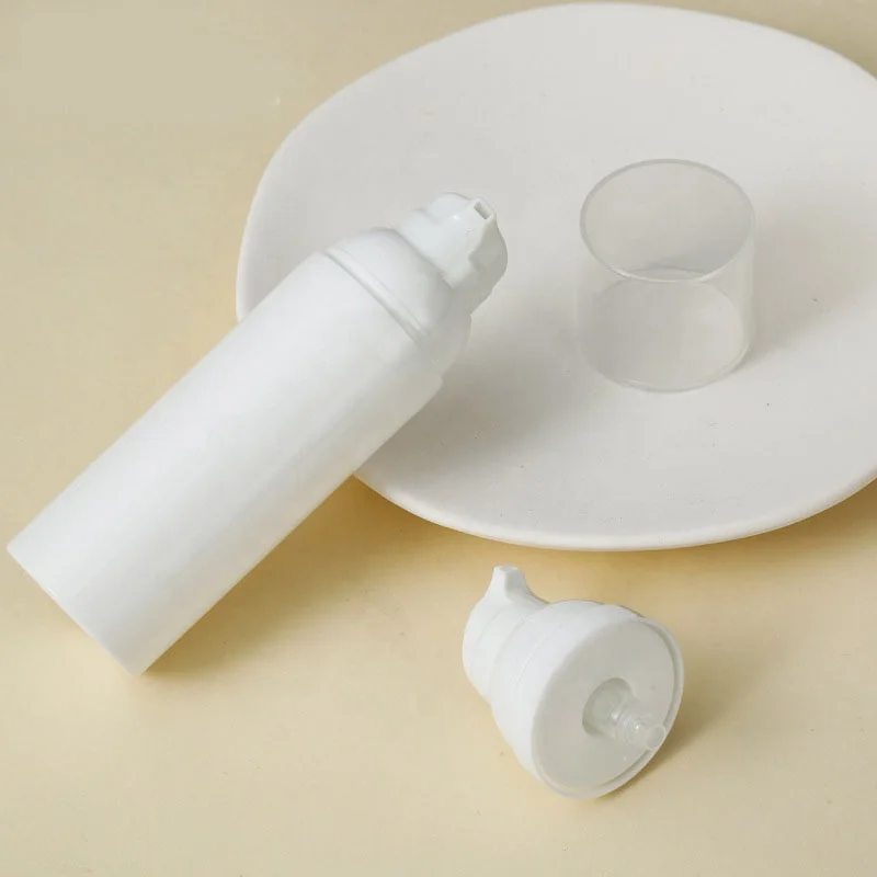 30ml 50ml 75ml White PP Plastic Airless Pump Bottle With Snap Lotion Pump Empty Cosmetic Container