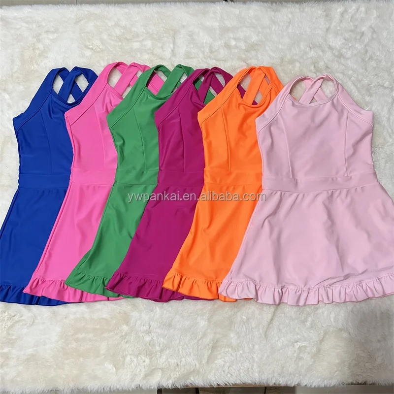 Factory Custom Solid Color Yoga Set Elastic Kids Fitness Gymwear Custom Logo Baby Girl Sports Clothes Set