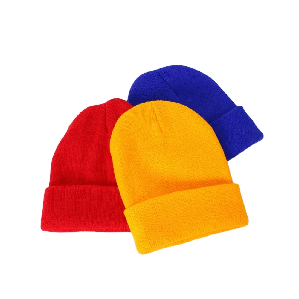 Winter Beanie Hat Polyester Cotton Beanie with Custom Printed Logo