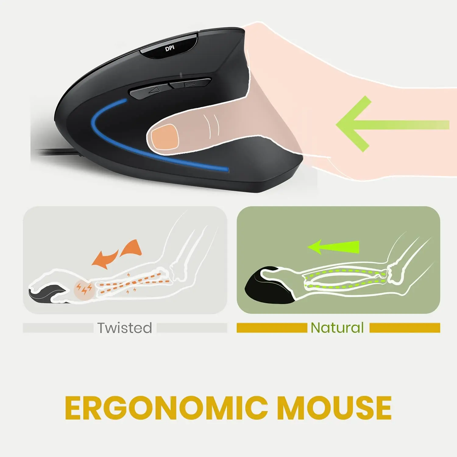 New design USB 6 Buttons  Design Ergonomic  Vertical Mouse 3 Level DPI right hand mouse suitable for PC laptops and desktop