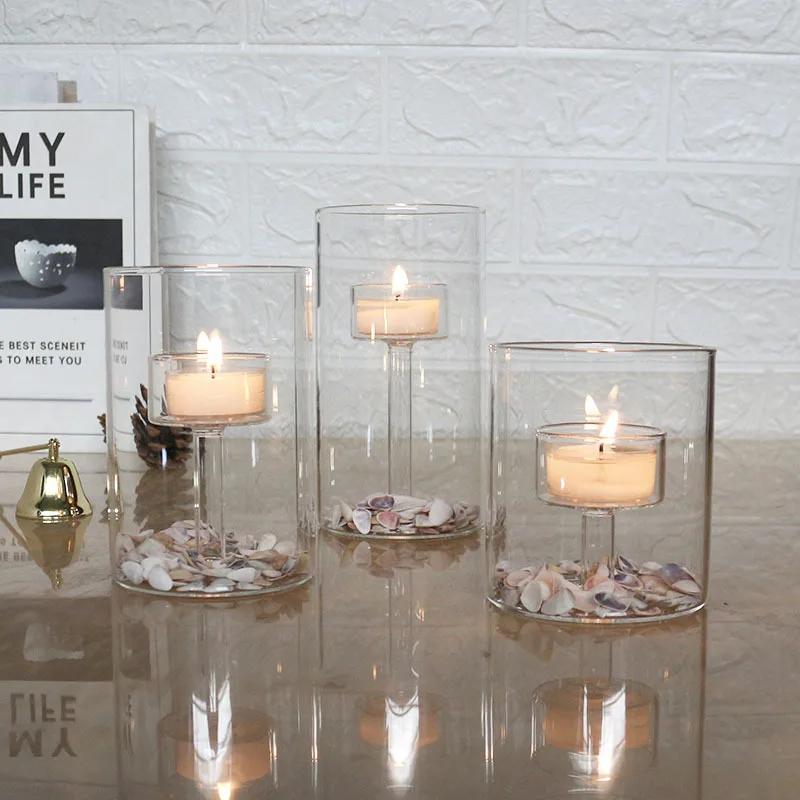 Wedding Decor Candle Jars Clear Empty Glass Cylinder Candles Holders