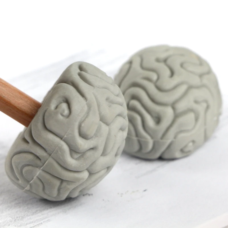 Soododo Hot Sale Stationery 3D brain Skull Shaped Topper Pencil Eraser Office Eraser
