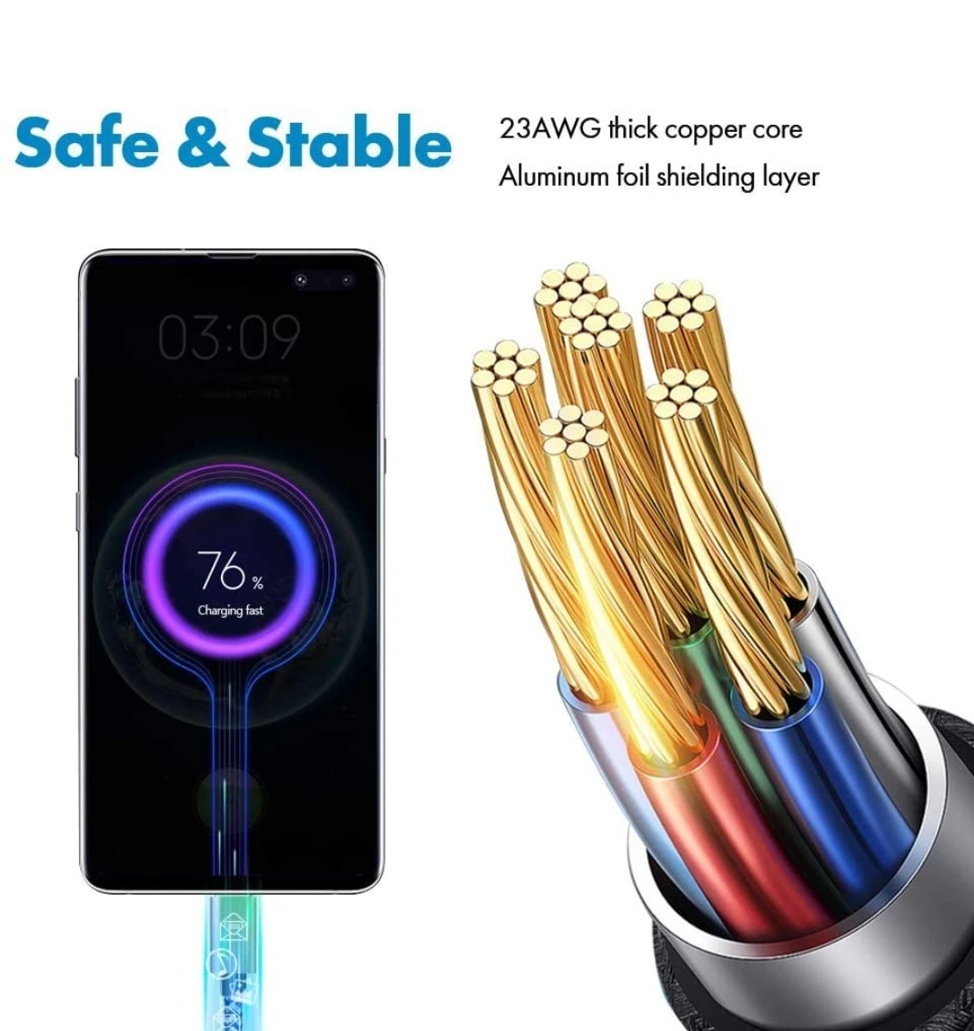 For Android Type-C USB Charging Cable Durable Braided USB A to Usb C Data Transfer Cable