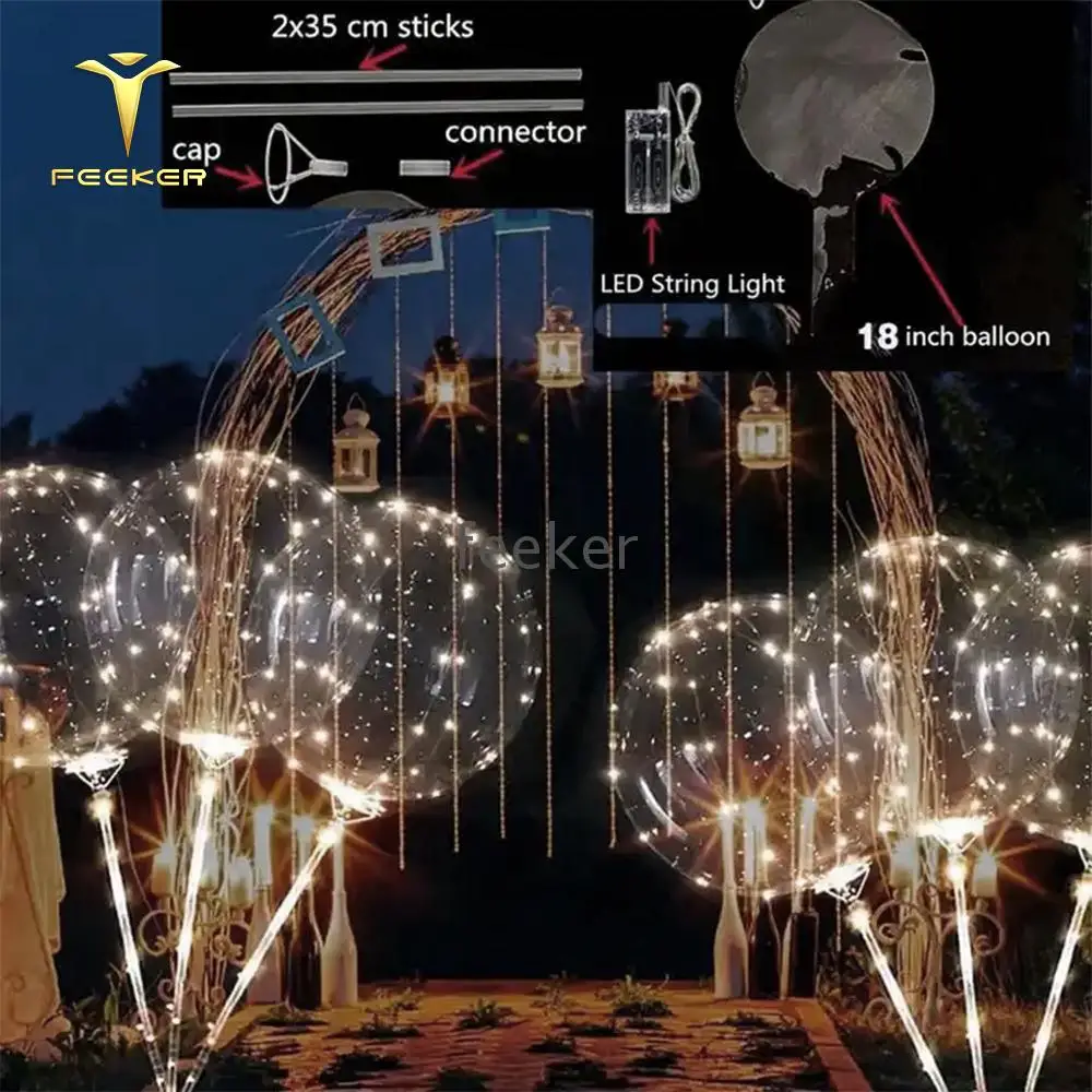 Foil Paper Scraps Tpu Led String Light Bobo Helium Balloons