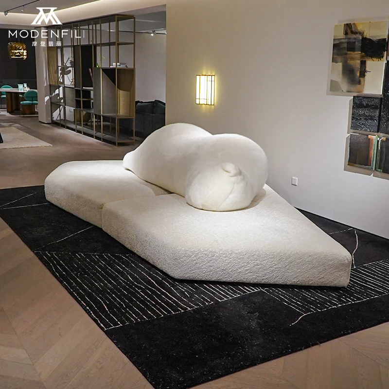 Modenfili Pop Polar Bear Sofa Modern Living Room Furniture Unique Textured Fabric Sofa Set