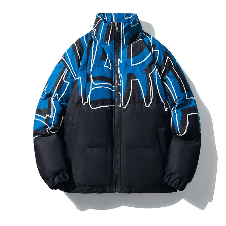 Wholesale Male Loose Stand Collar Winter Coats Casual Men Printed Parkas Thicken Warm Oversized Winter Jacket