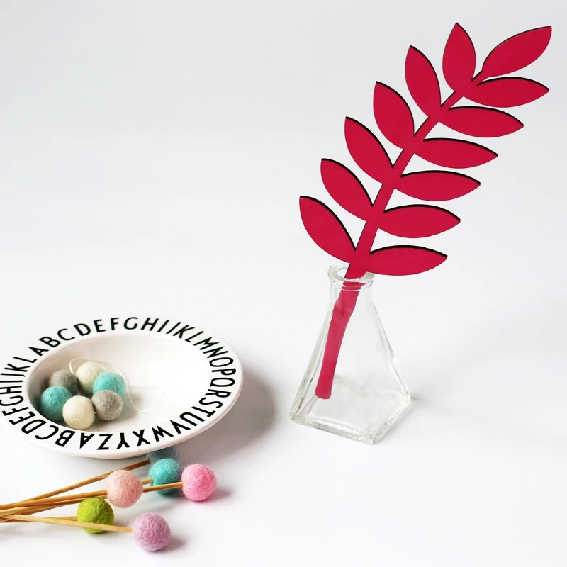 Leaves Flowers Shape Laser Cut Plywood Wall Stickers Ornaments For Home Decoration