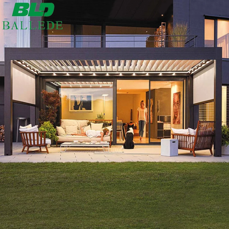 Современная биоклиматическая беседка, уличная Водонепроницаемая алюминиевая жалюзи для крыши, электрическая беседка
