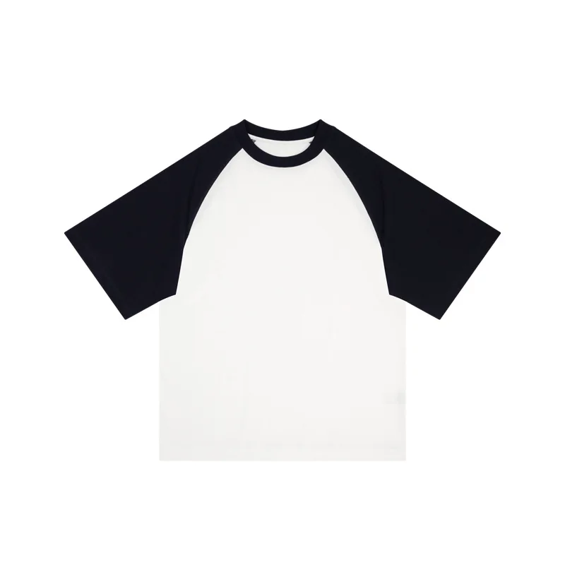 3 Needles 5 Threads Overlock Color Matching Vintage Raglan Half Sleeve 300 GSM Heavywight Oversize Blank Plain T-Shirt For Men